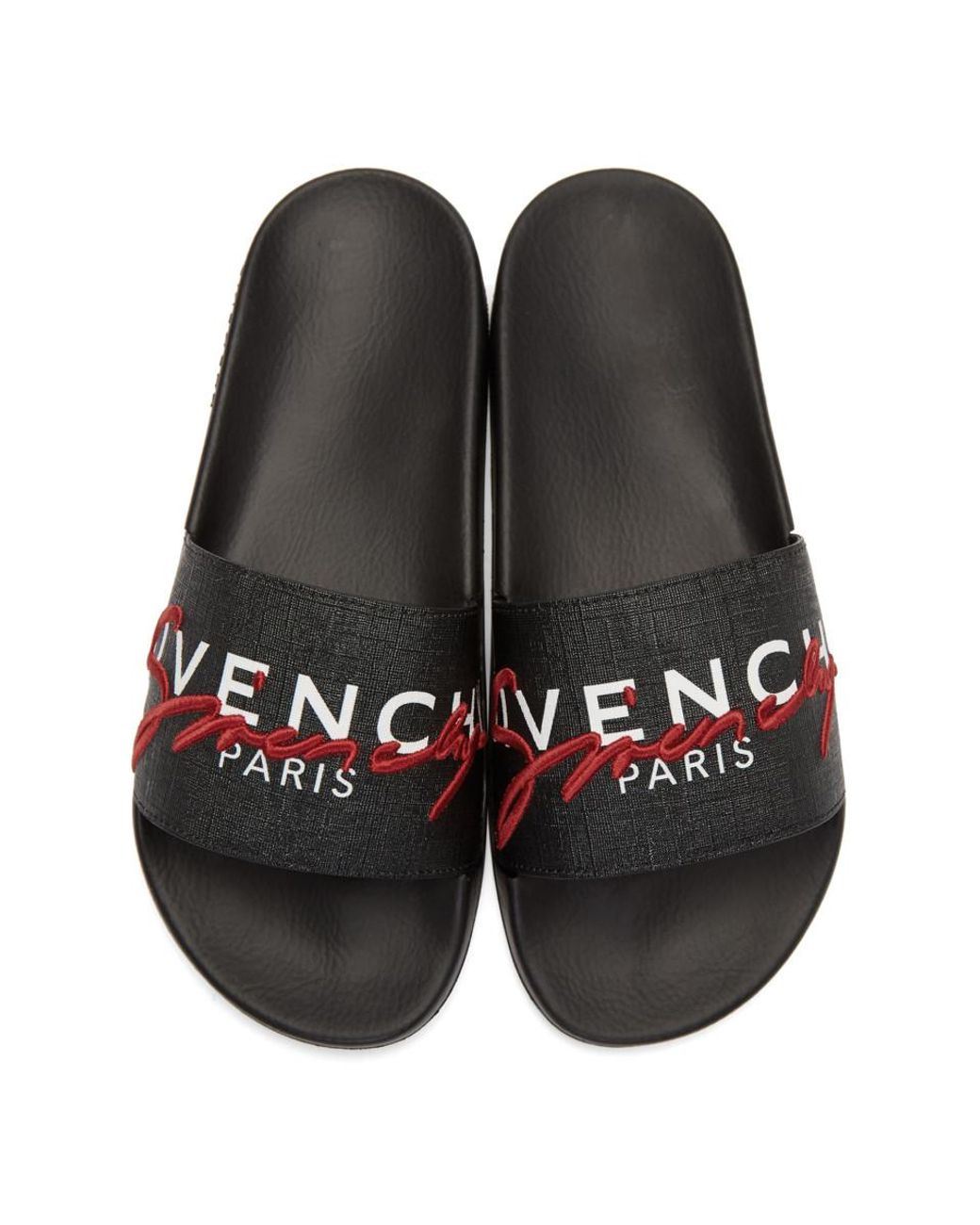 Givenchy Canvas Black And Red Logo Flat 