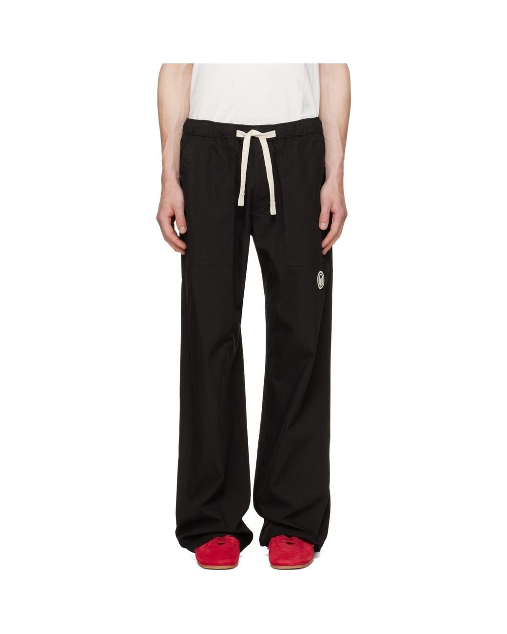 Palm Angels Black Tree Logo Loose Trousers for men