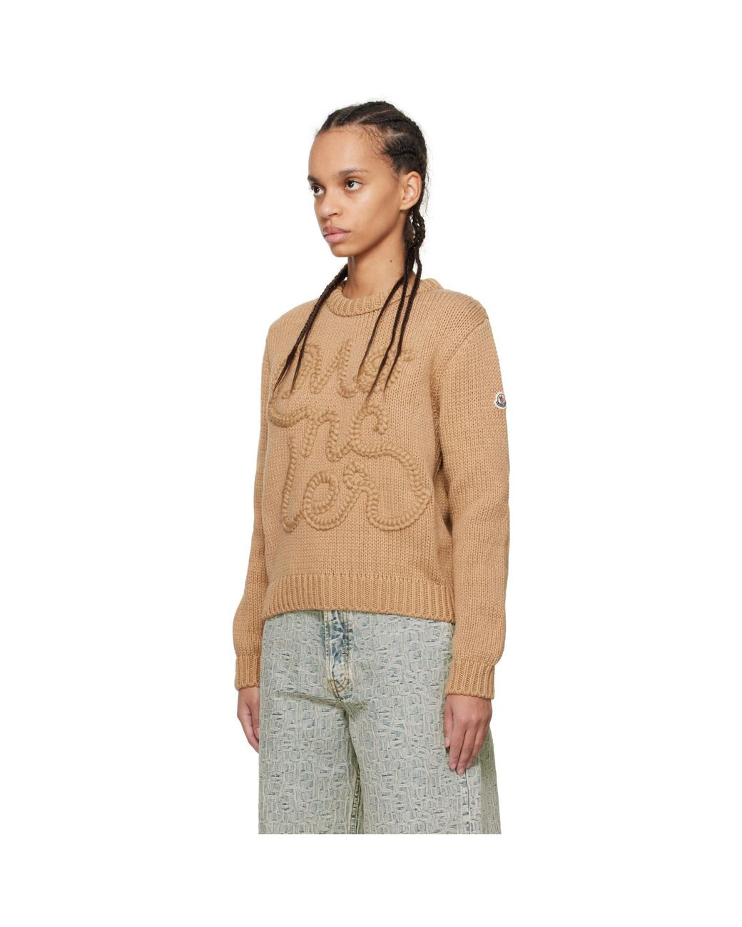 Moncler Blue Embroidered Logo Cotton Sweater