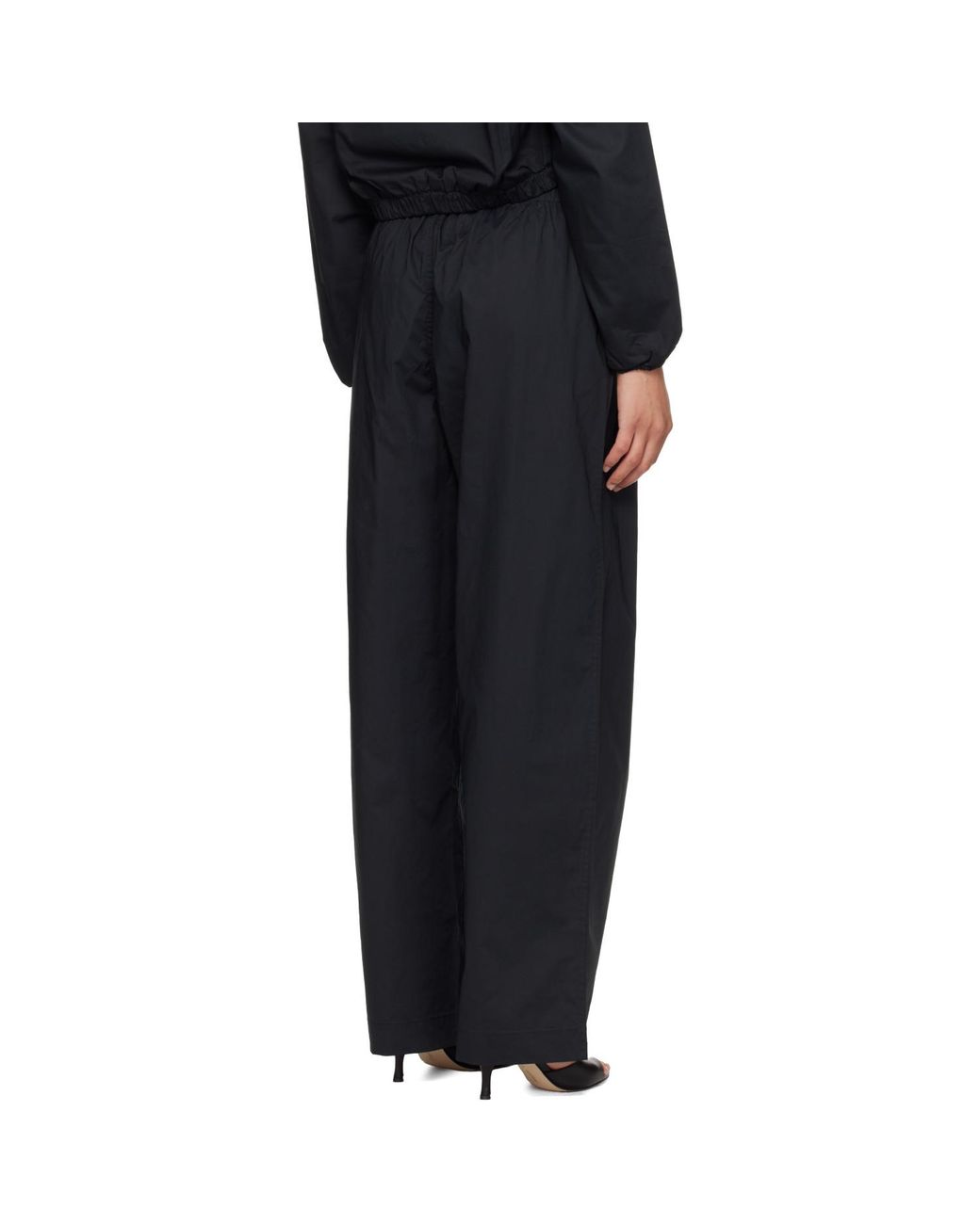 Skims Black Woven Cotton Oversized Straight Leg Trousers