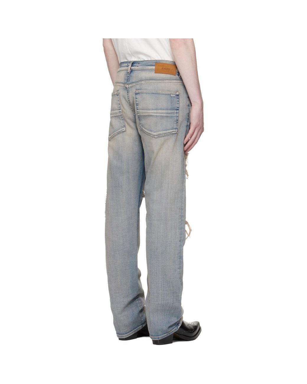 Amiri Blue Snake Stud Slim Jeans for men