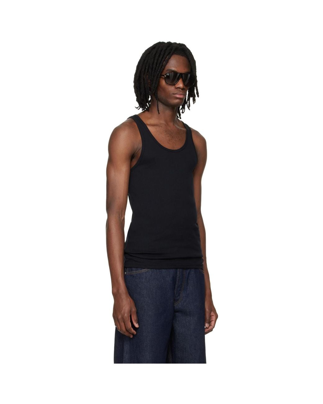 Tom Ford Black Cotton Modal Rib Tank Top for men