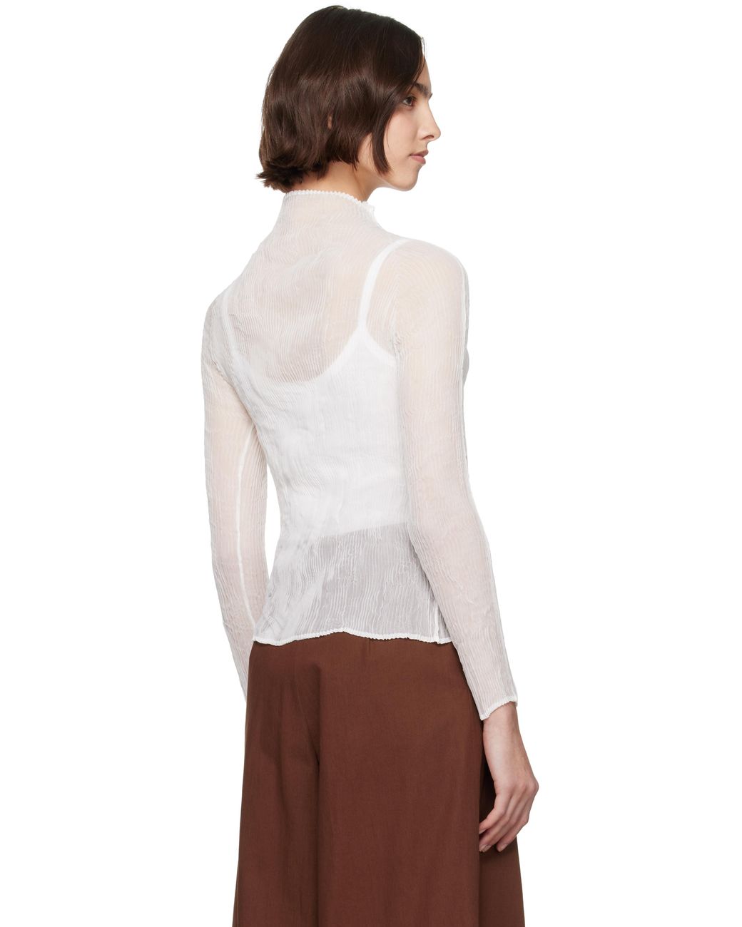 Issey Miyake Chiffon Twist Bk/Wt-56 Turtleneck in White | Lyst