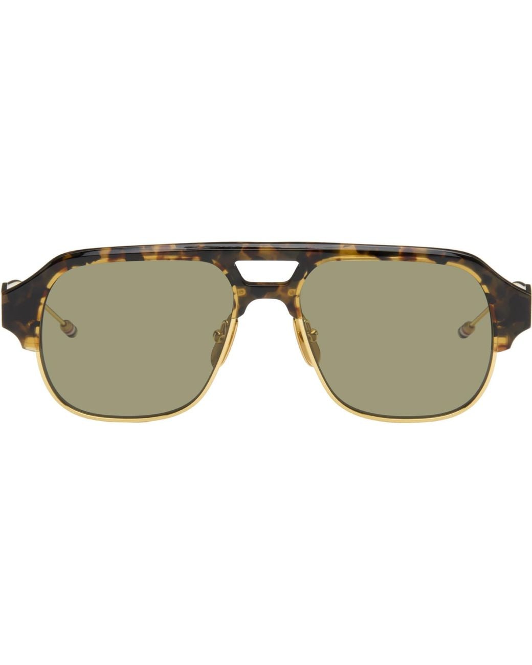 Thom Browne Brown Acetate & Titanium Aviator Pilot Sunglasses for men