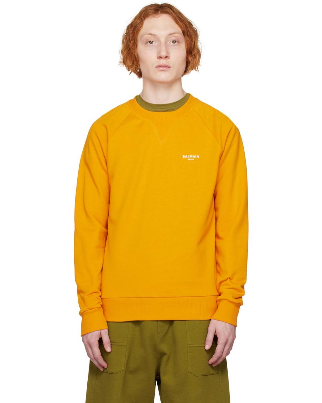 Flocked Sweatshirt Balmain pour homme en coloris Orange | Lyst