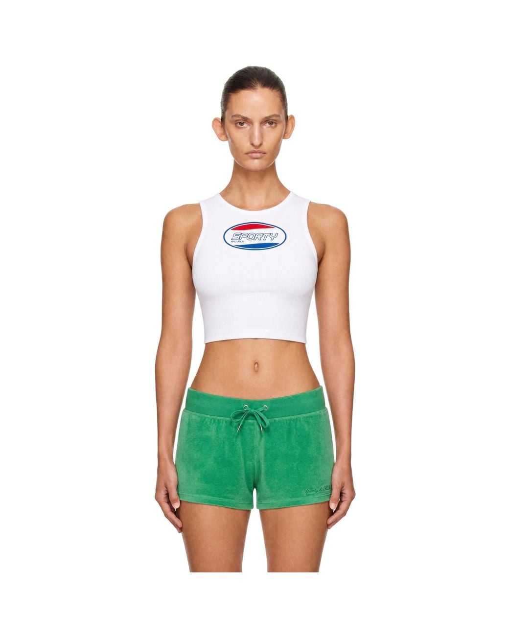 Sporty & Rich Green Britney Ribbed Baby Tank Top