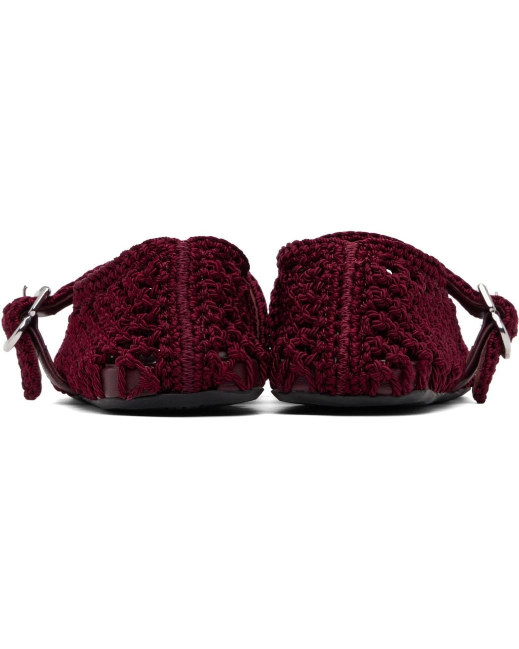 Alaïa Red Burgundy Satin Cord Ballerina Flats