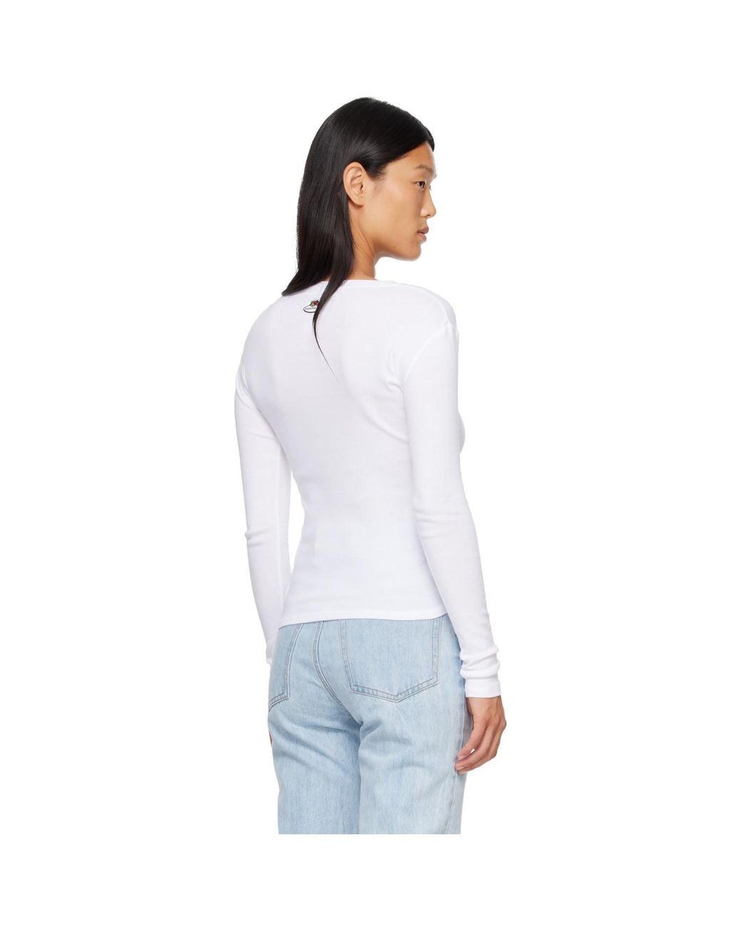 HOMMEGIRLS White Fruit Of The Loom Edition Long Sleeve Slim T-Shirt