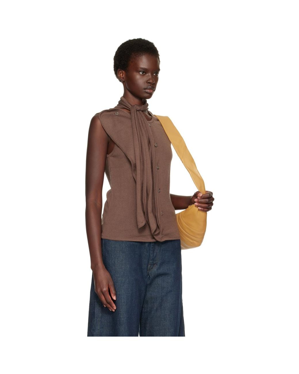 Lemaire Brown Asymmetrical Cardigan