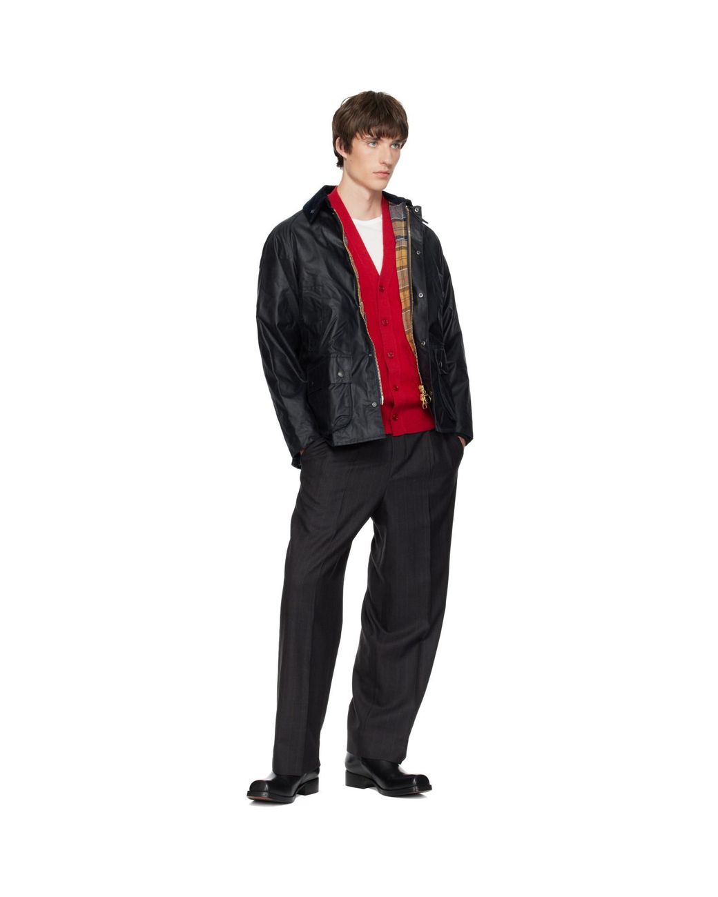 Barbour Red Bedale Waxed Jacket for men