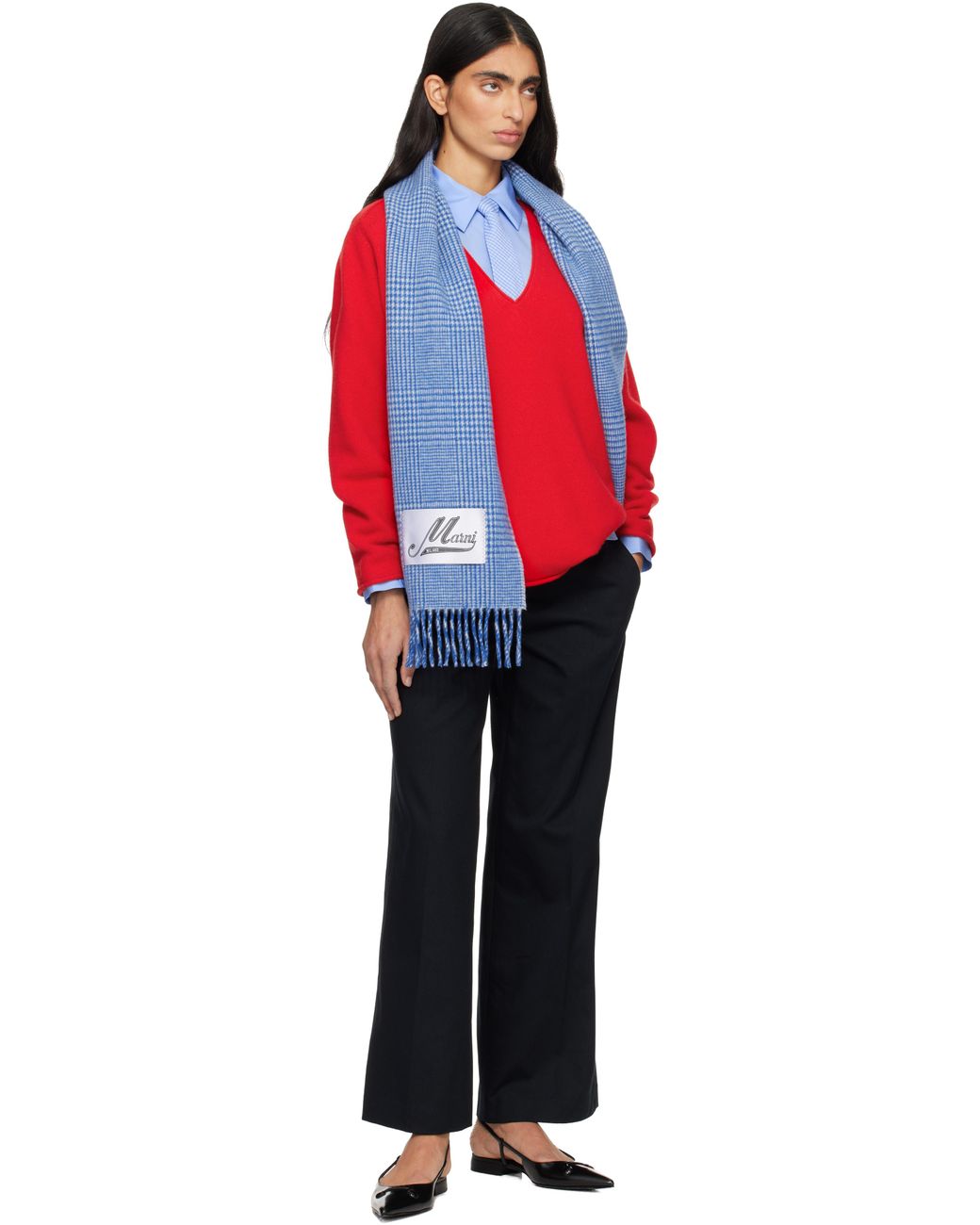 Marni Black Leather Trunkaroo Pointed Toe Slingback Ballerina Flats