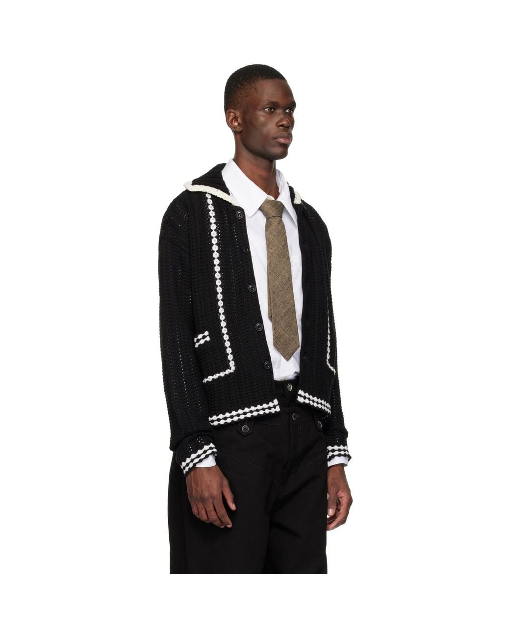 ANDERSSON BELL Black New Fantasia Collar Cardigan for men