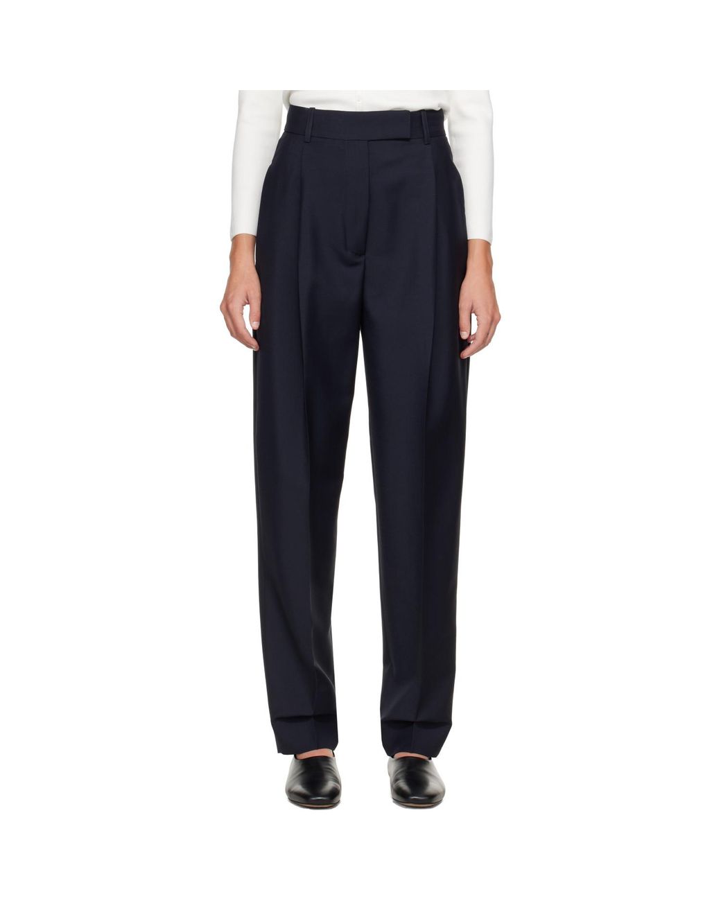 Rohe Blue Daria Single Pleat Tapered Trousers