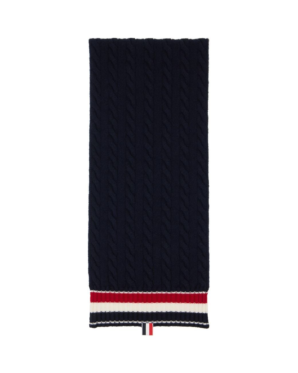 Thom Browne Blue Cable Knit Wool Scarf