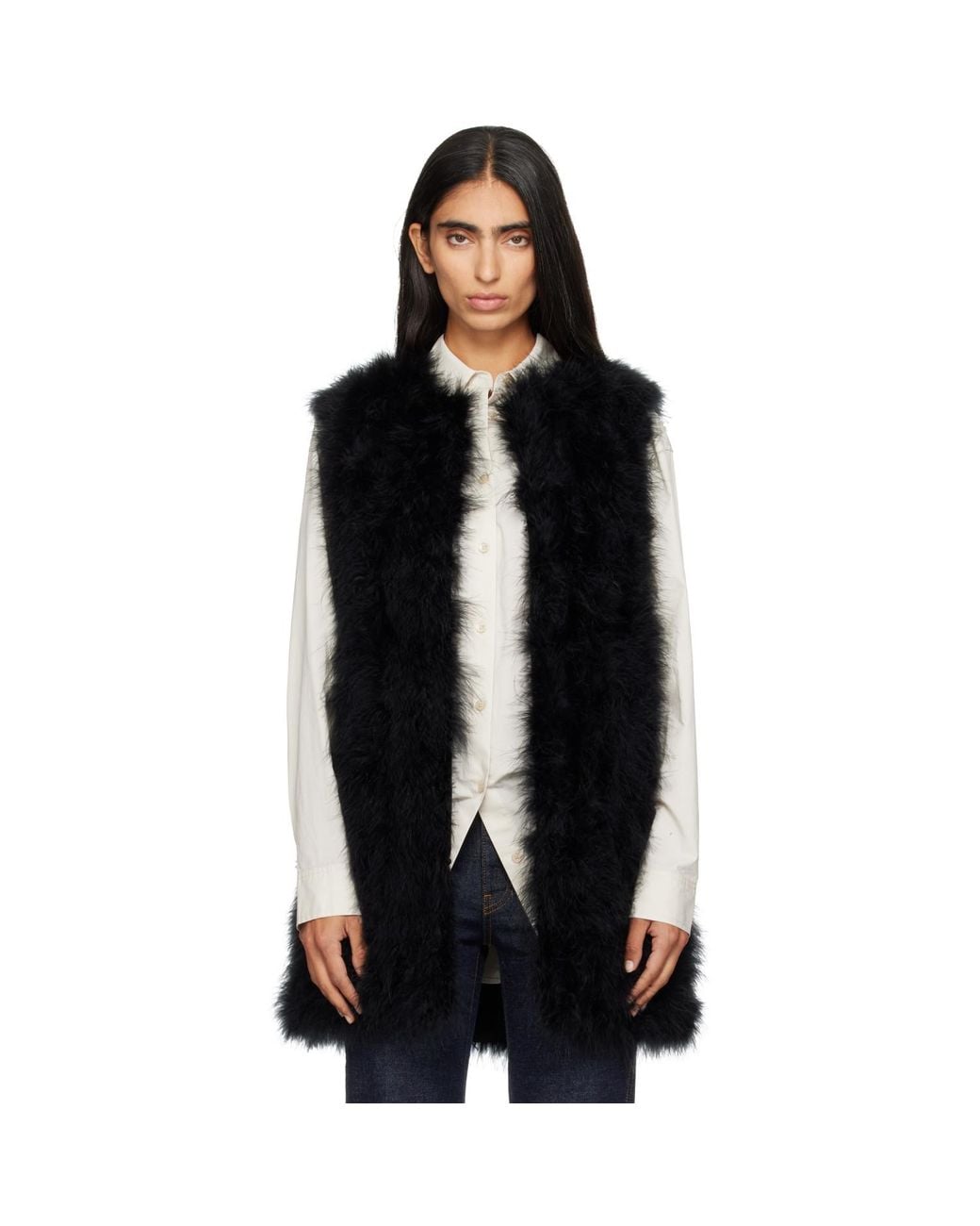 Yves Salomon Black Feather Vest