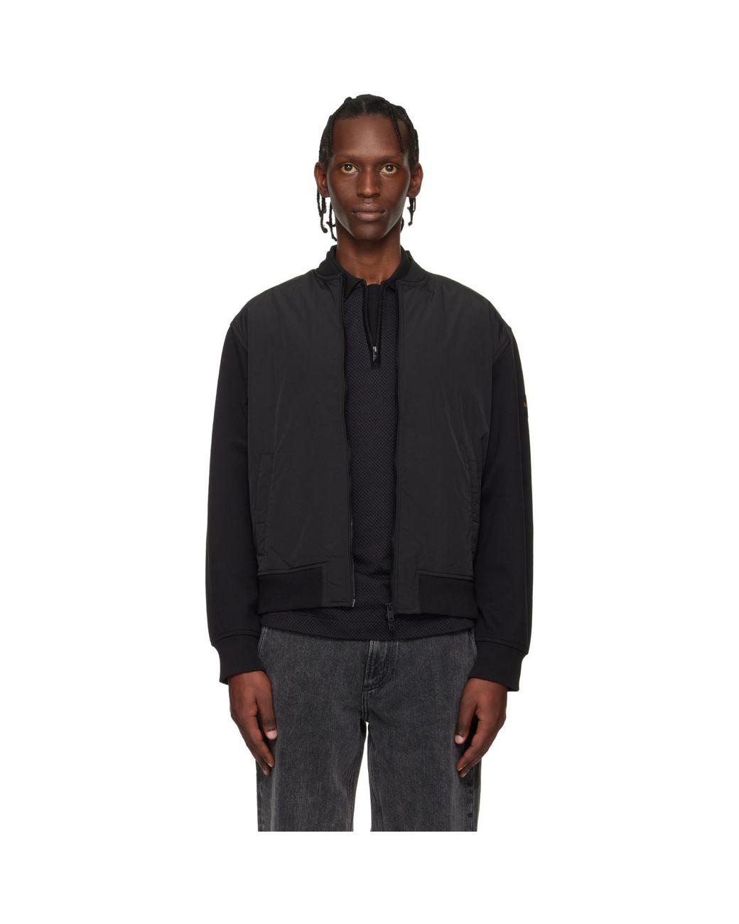 Boss Black Logo Patch Bomber Jacket for men