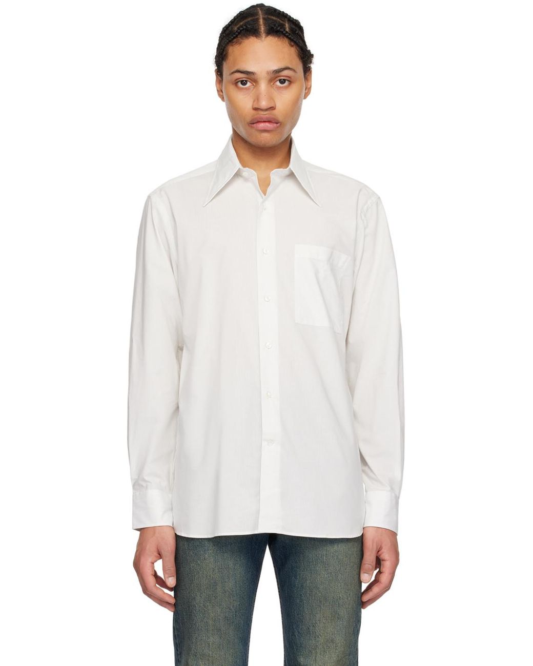 LE Wide×Standard Regular Collar Shirt Husbands Wide Collar Shirt in White for Men | Lyst UK