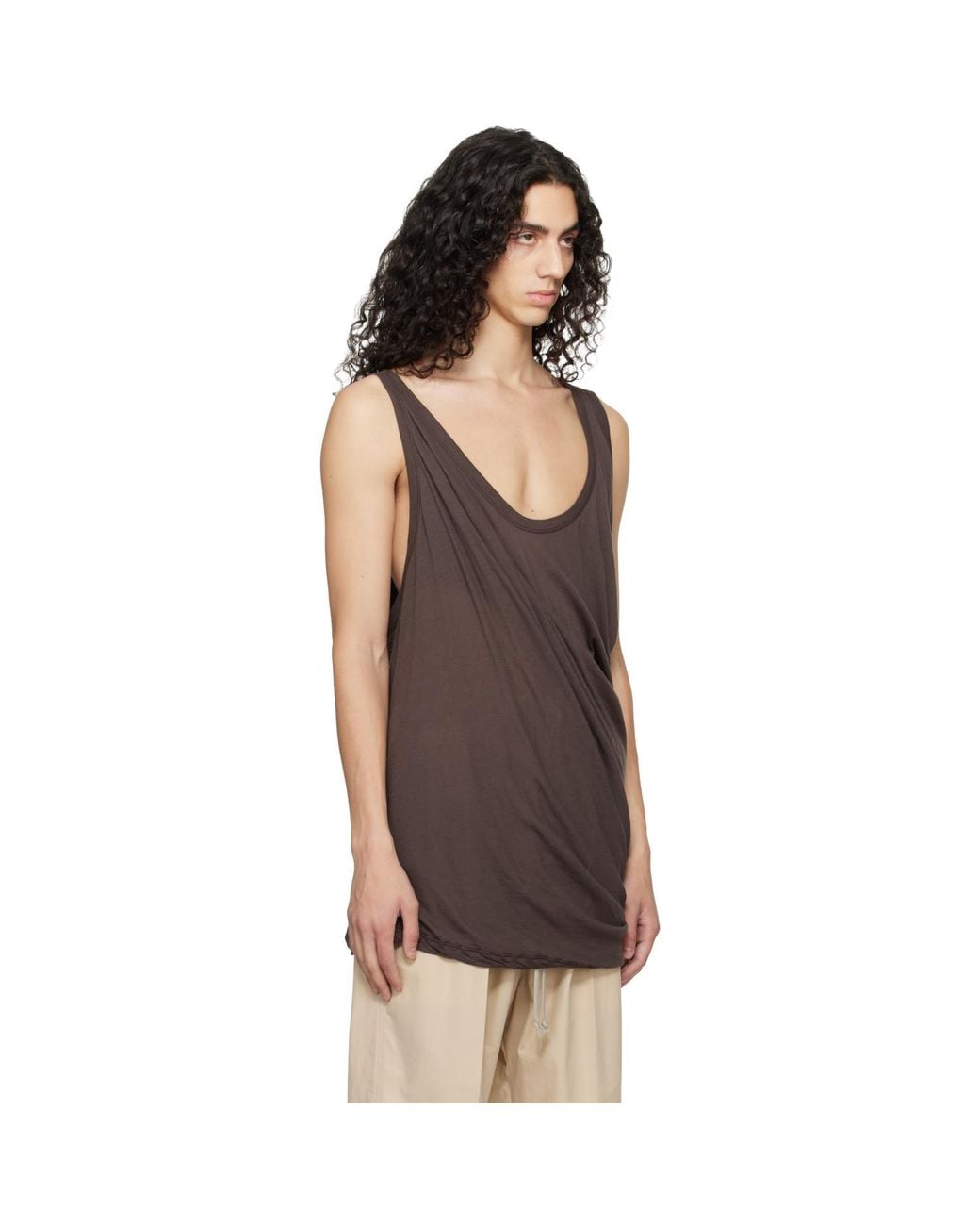 Rick Owens Black Temple Pony Tank Top for men
