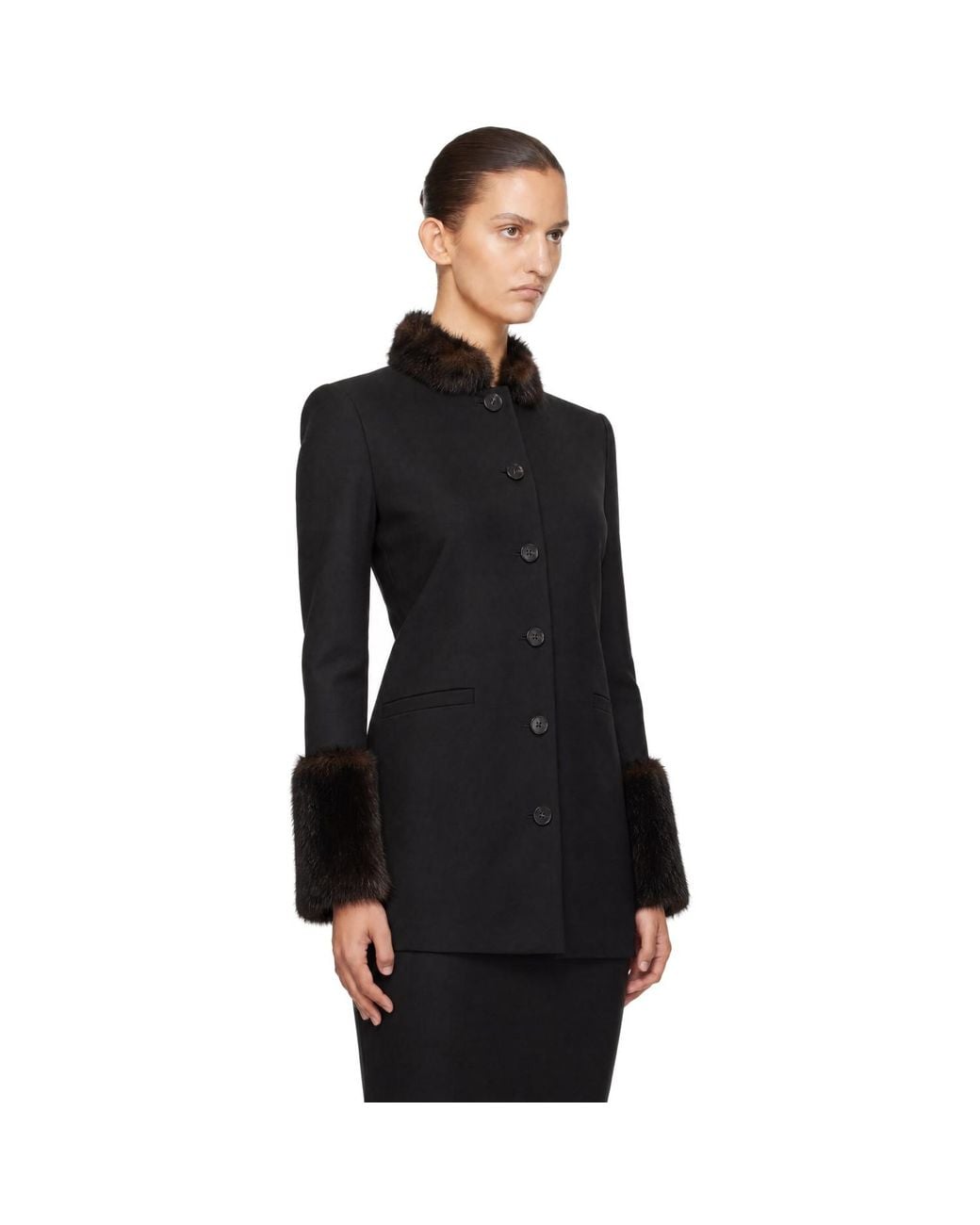 Loulou de Saison Black Goa Faux-Fur Trim Jacket