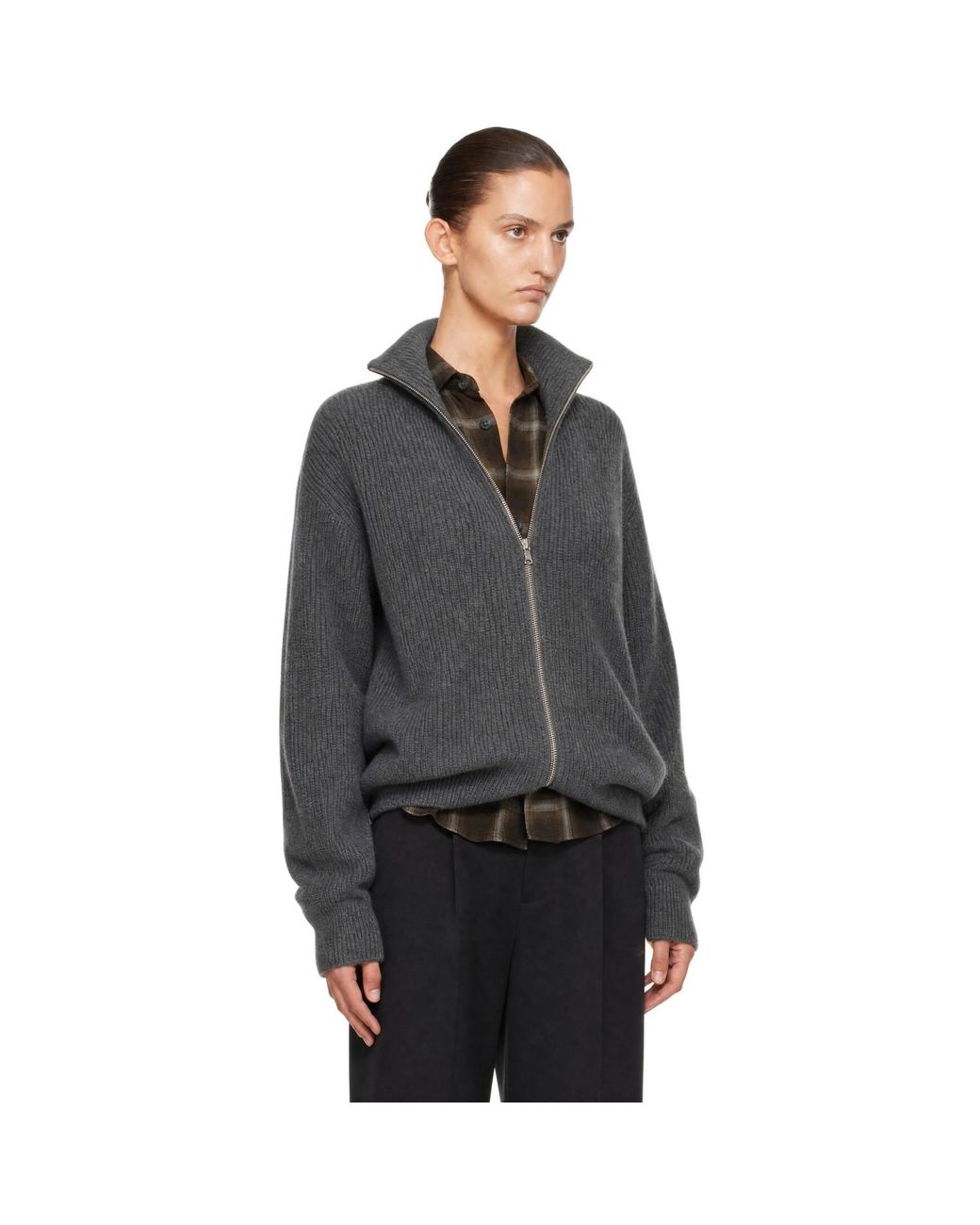 Ssstein Gray Extra Fine Wool Knit Drivers Cardigan