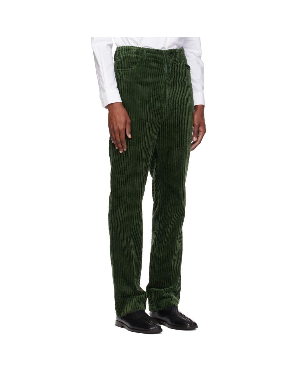 SOSHIOTSUKI Green Heavy Wale High Waist Trousers for men