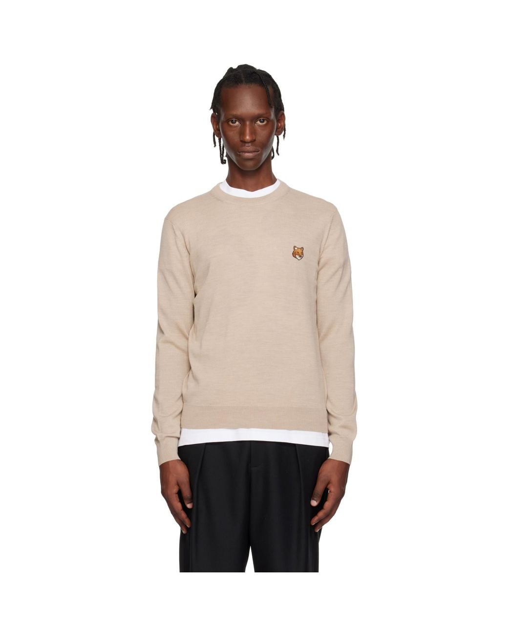 Maison Kitsuné Black Fox Head Merino Regular Sweater for men