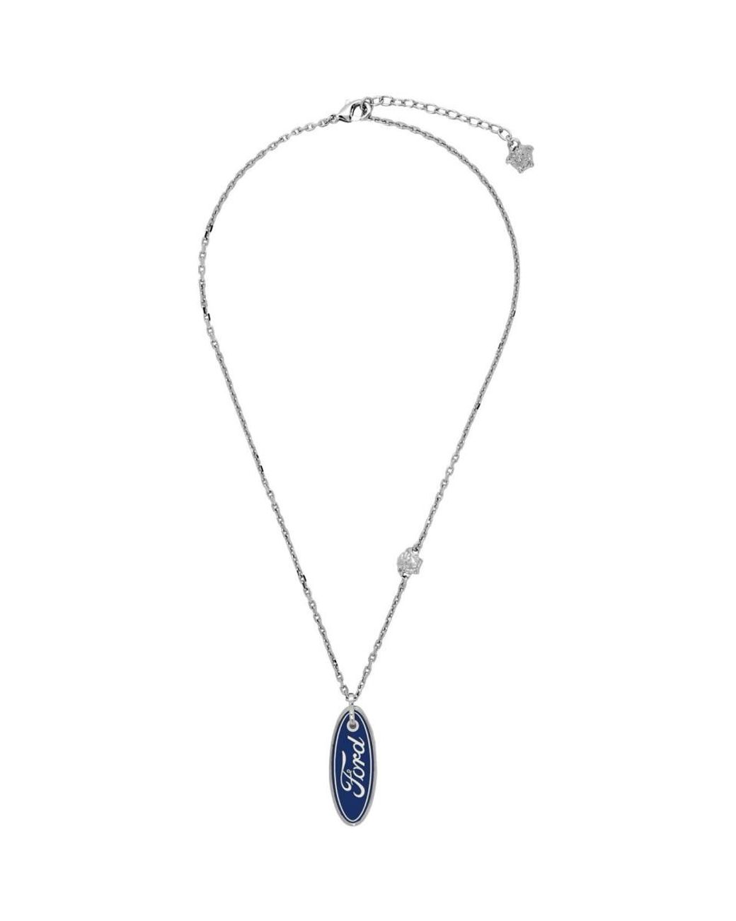 Versace Silver Ford Edition Logo Necklace in Metallic for Men Lyst