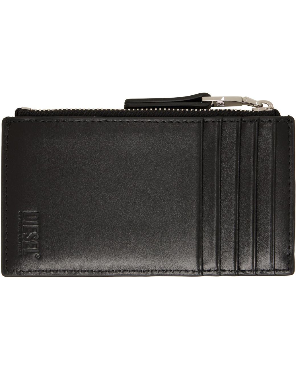 DIESEL Black Nappa Leather Flat Card Holder
