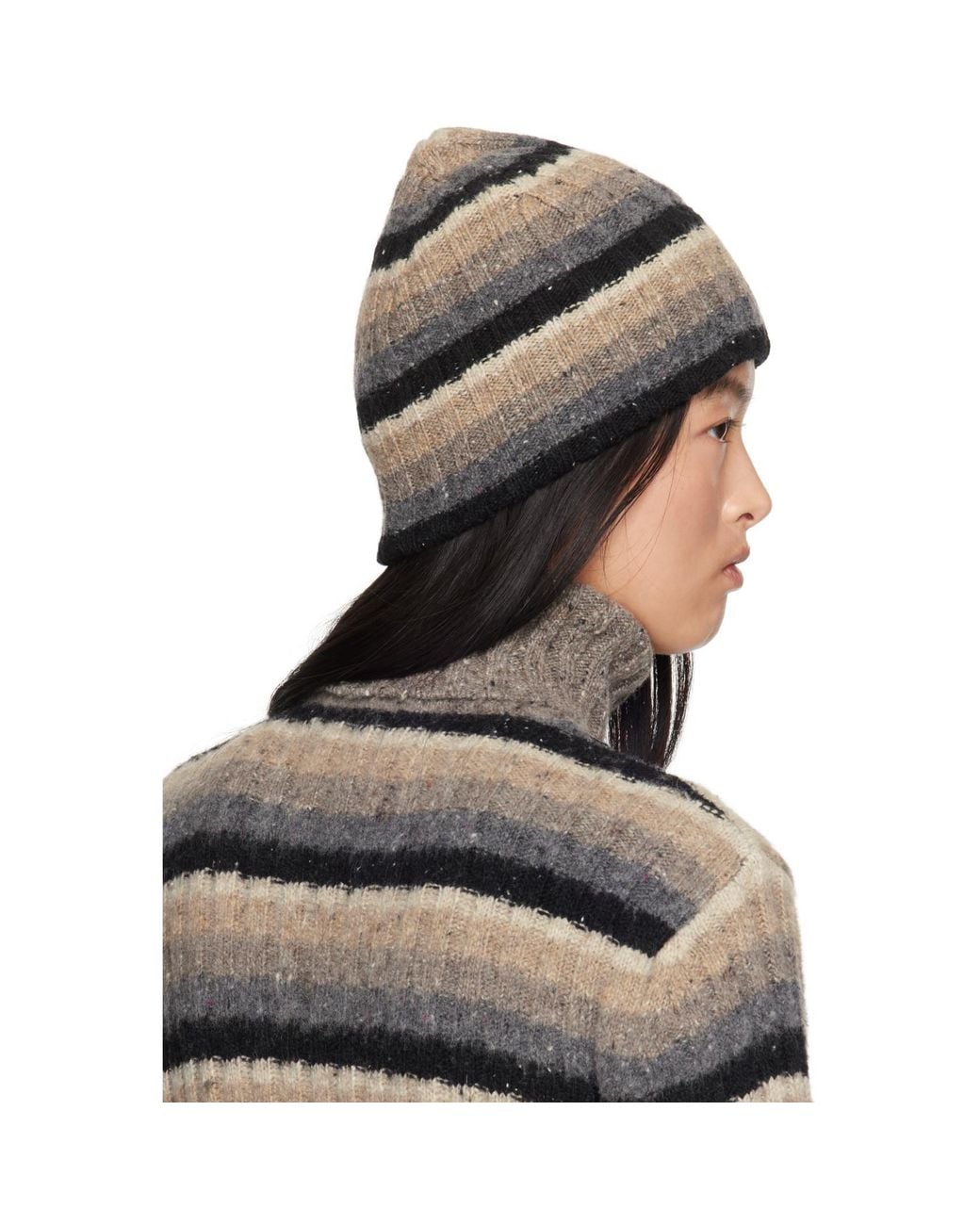 ERL Black Striped Beanie