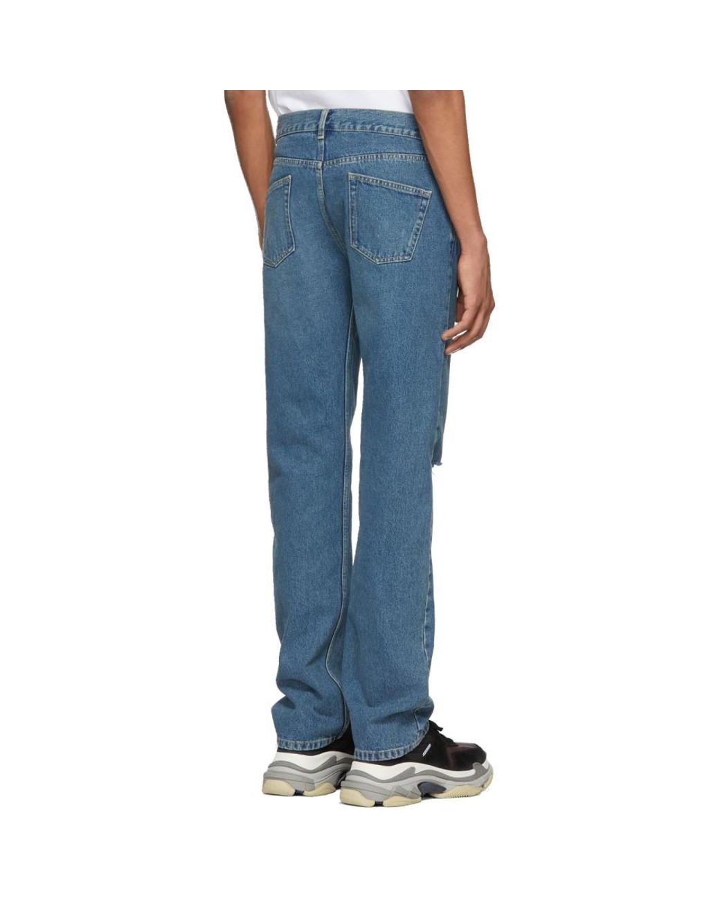 Balenciaga Blue Knee Hole Archetype Jeans for Men | Lyst