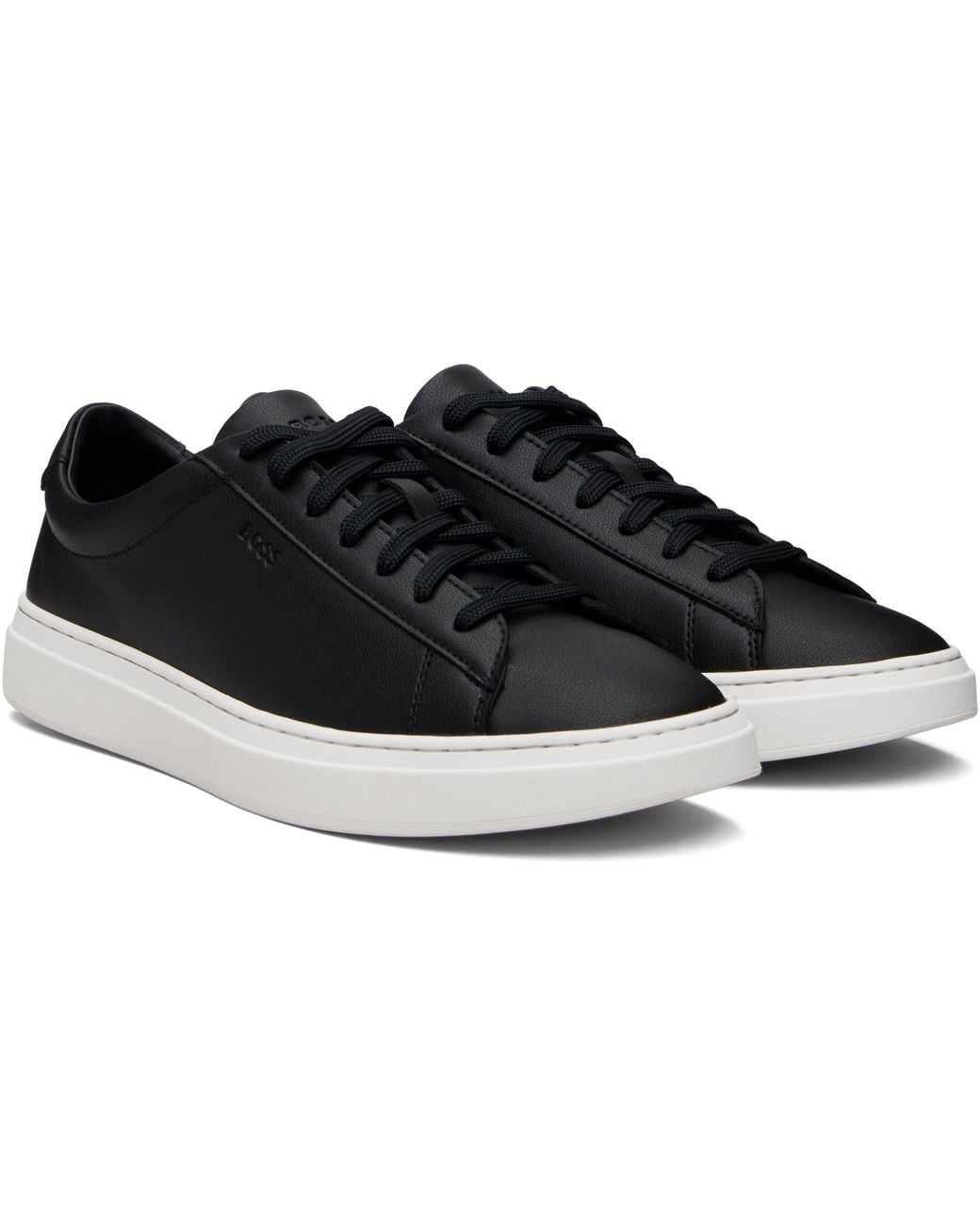 Boss Black Leather Logo Sneakers for men