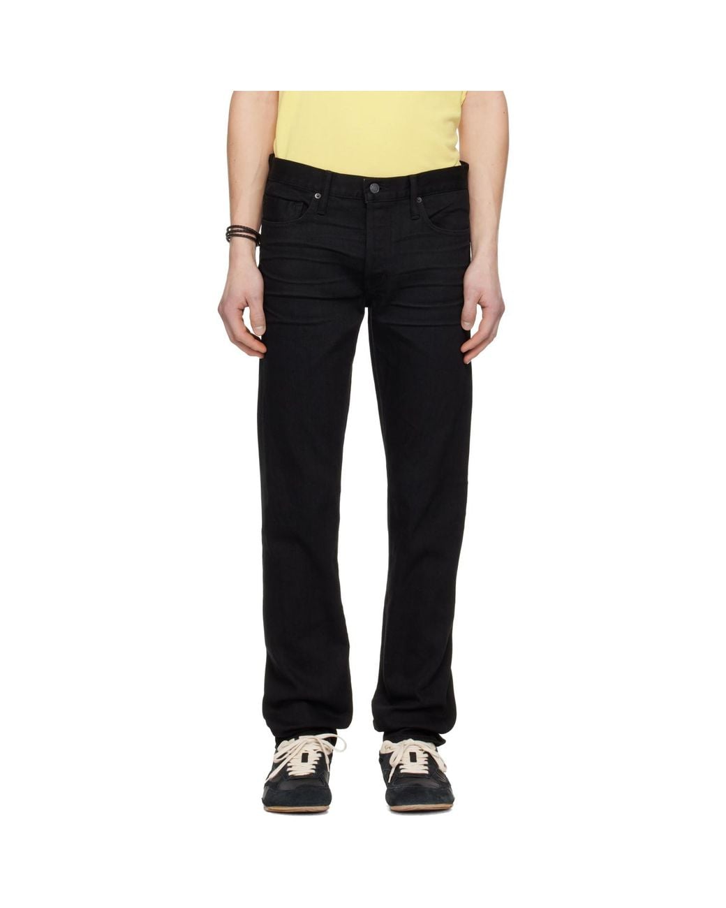 Tom Ford Black Stretch Selvedge Straight Fit Jeans for men