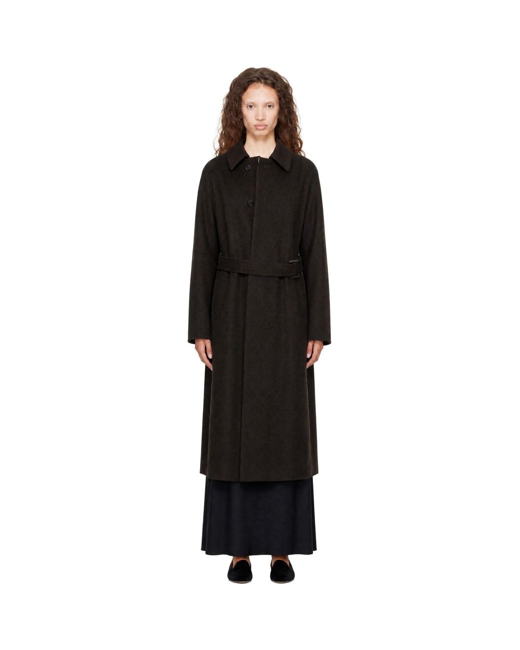 Ssstein Black Wool Raglan Sleeve Balmacaan Coat