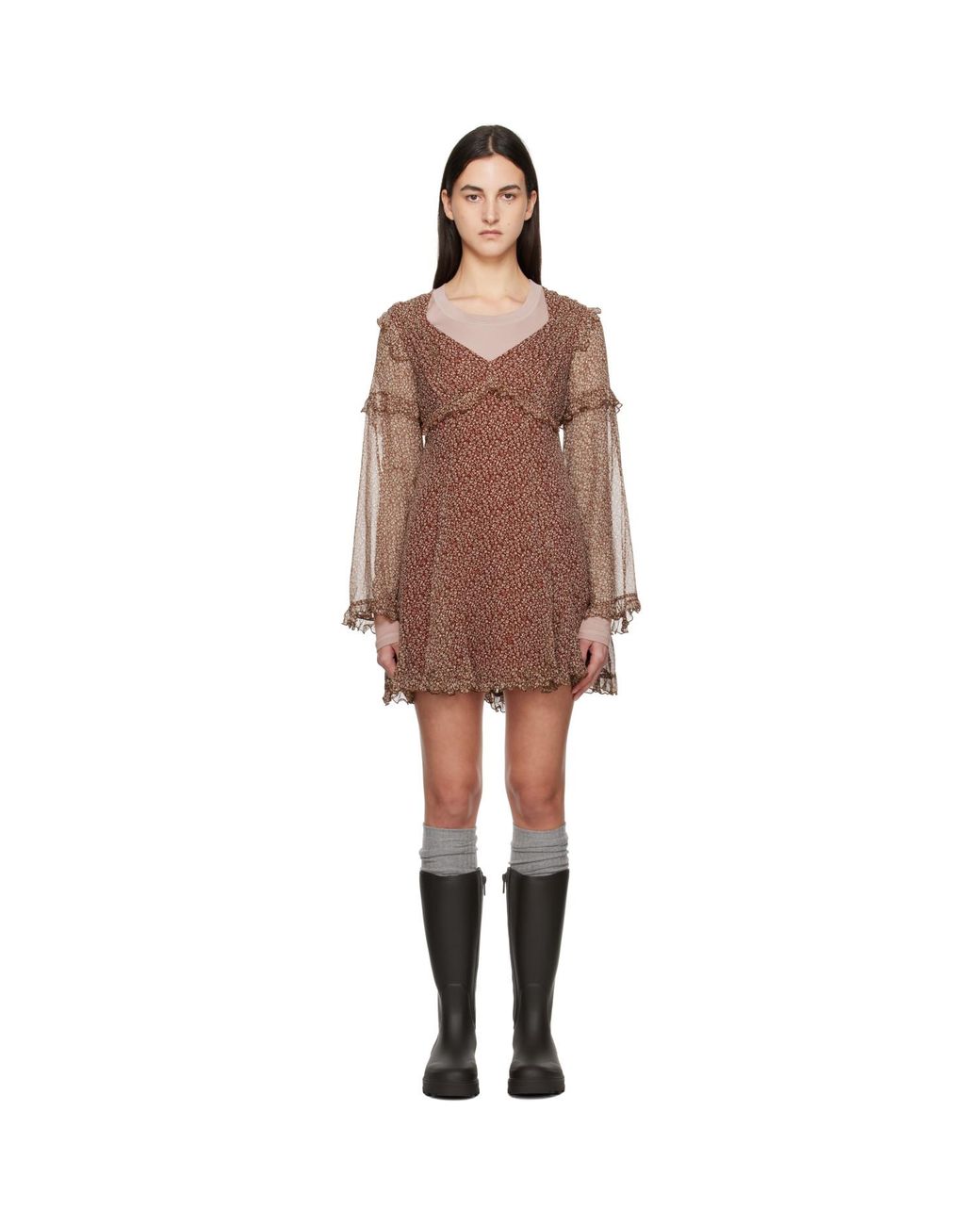 Weekend by Maxmara Black Burgundy Cardato Minidress