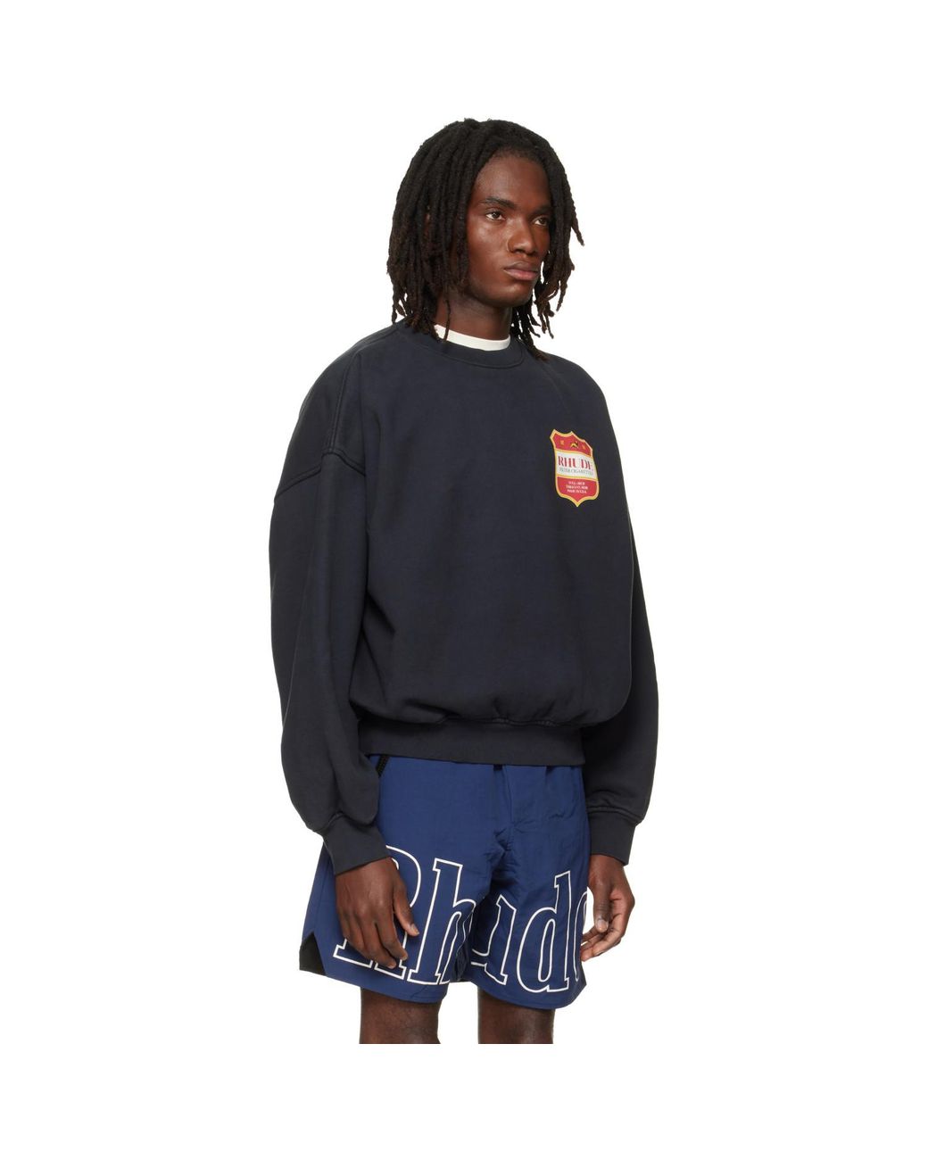 Rhude Blue Filtaro Crest Crewneck Sweatshirt for men