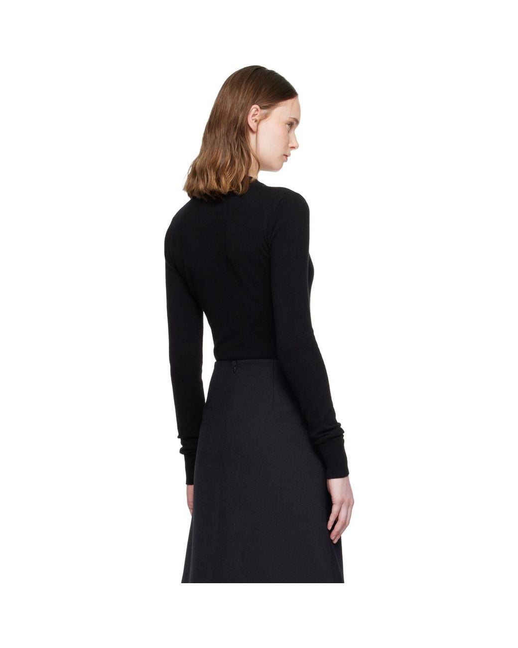 Stella McCartney Black Crewneck Ribbed Long-Sleeve Bodysuit