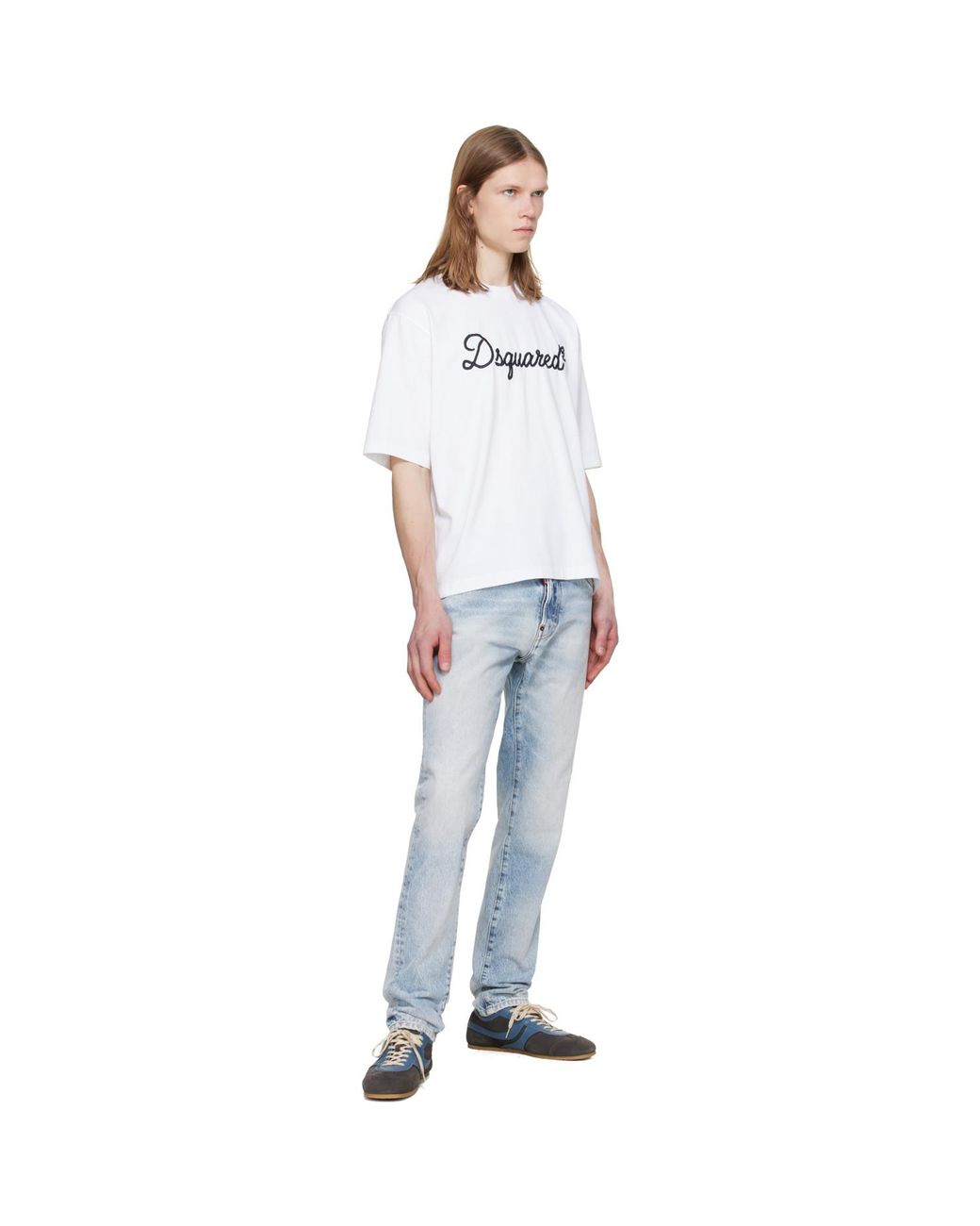 DSquared² Blue Light Diagonale Wash Teddy Jeans for men