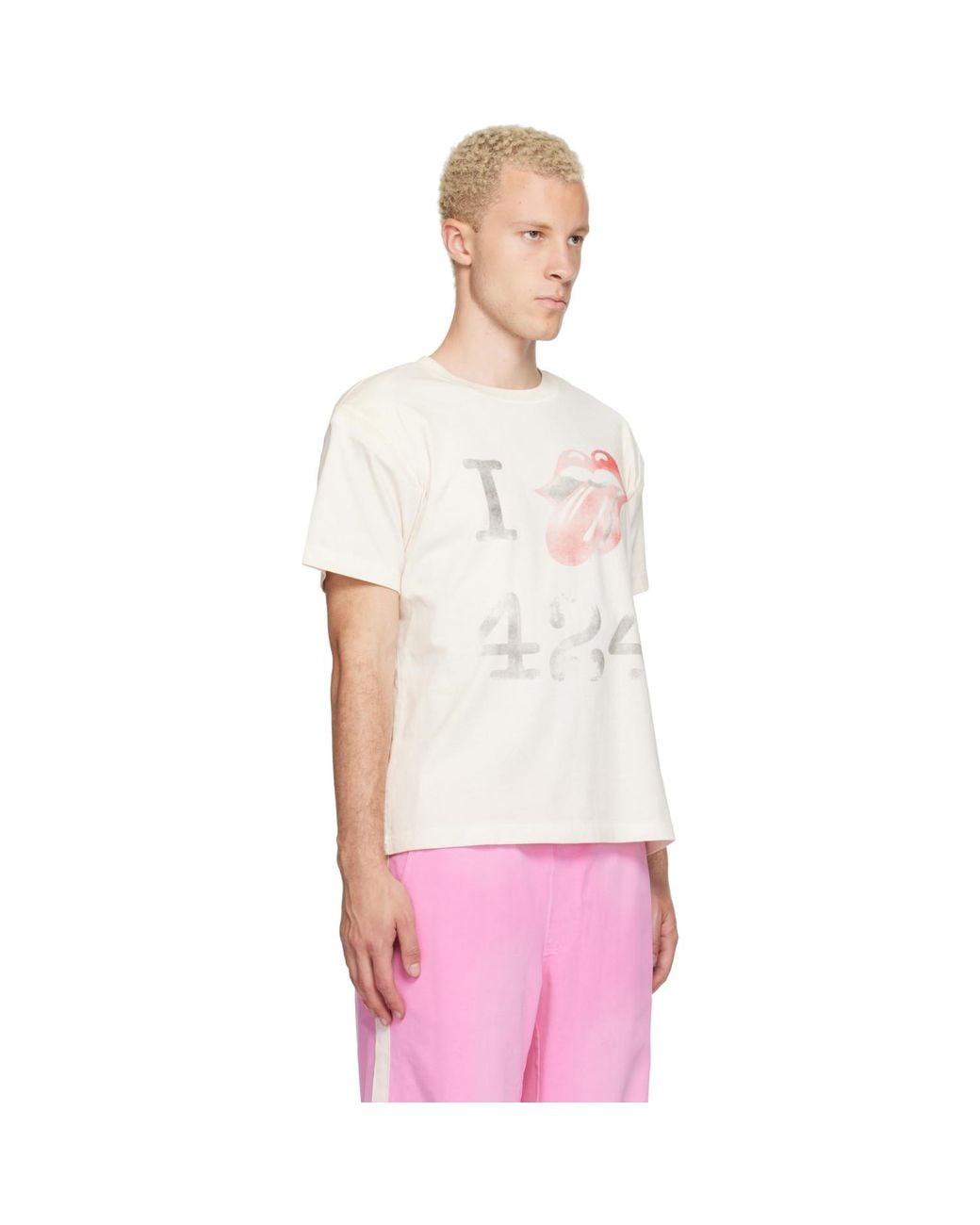 424 White Off- 'I Love Tongue T-Shirt for men