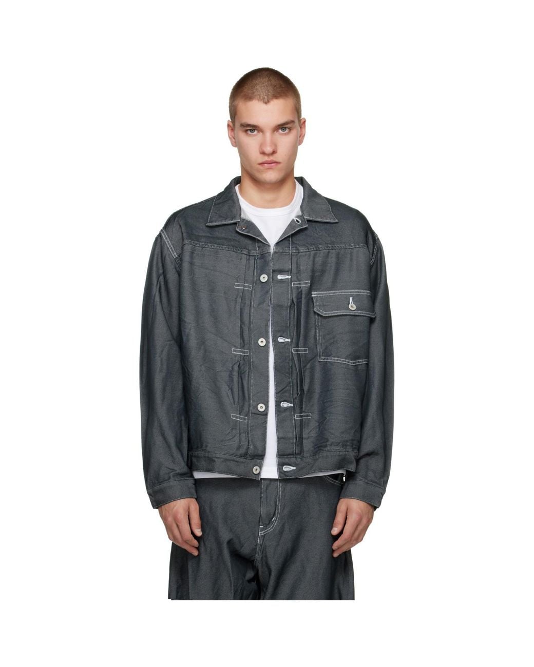Comme des Garçons Gray Polyester Denim Jacket for men