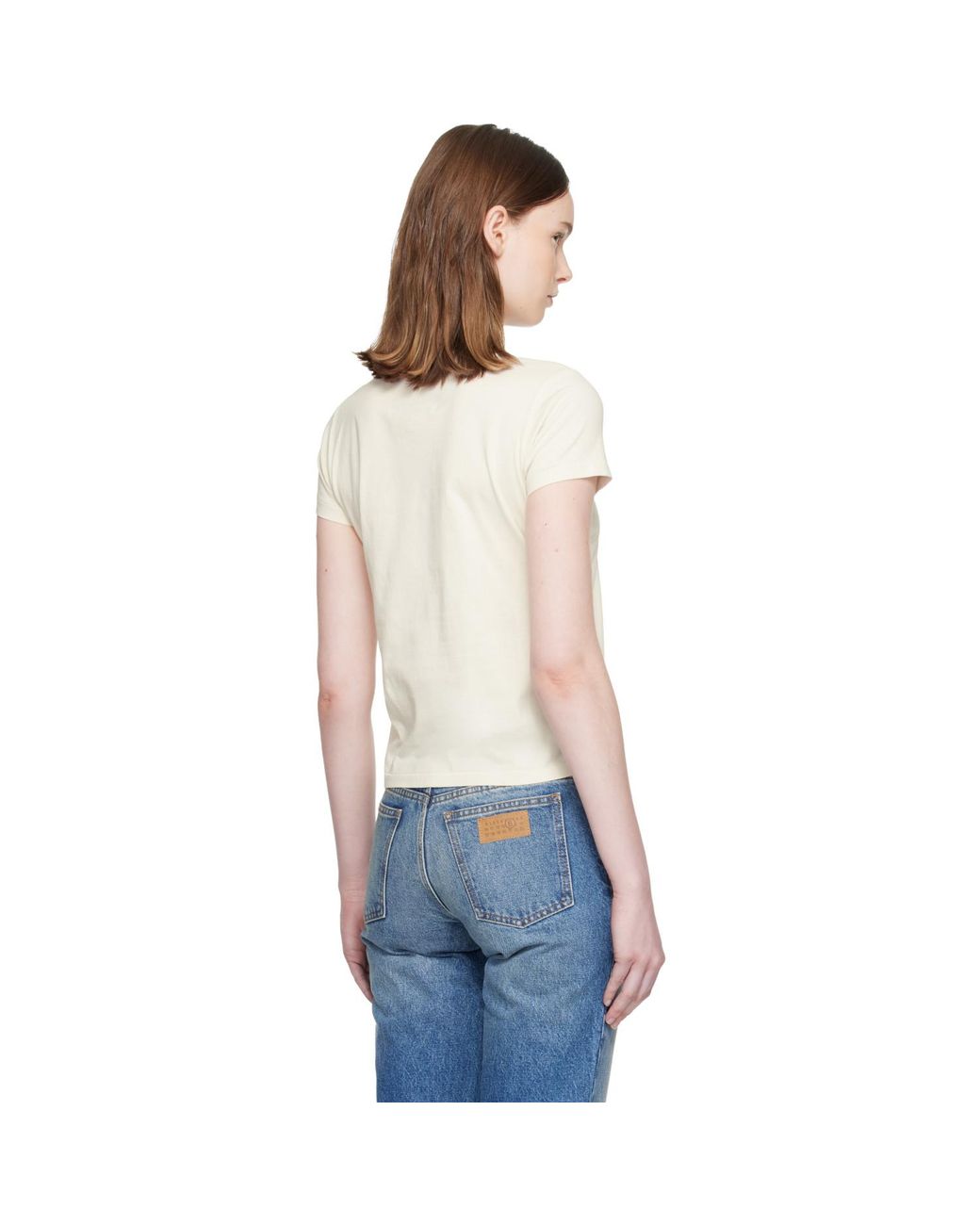 MM6 by Maison Margiela White Apple Cropped T-Shirt