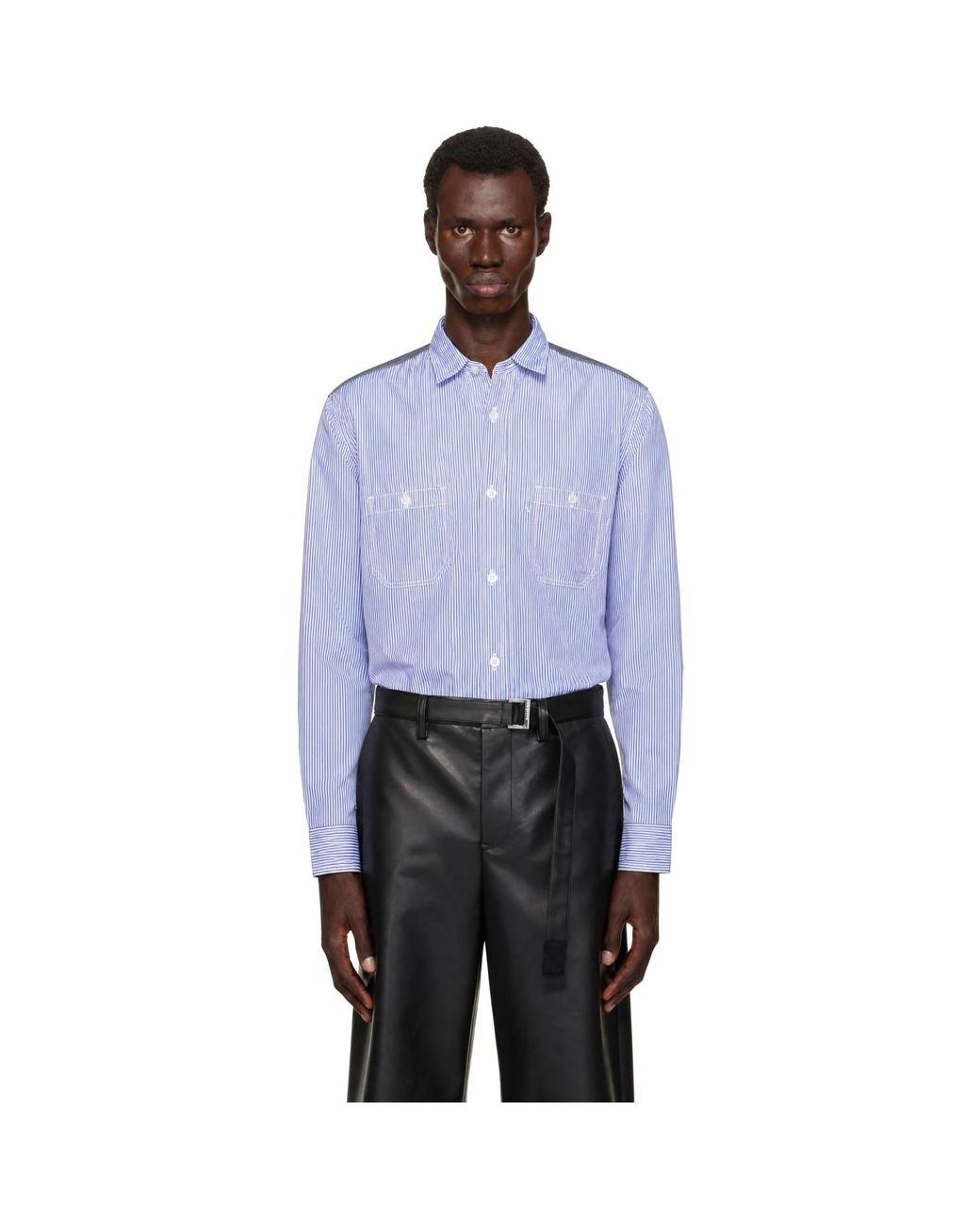 Junya Watanabe Blue Cotton Striped Shirt for men