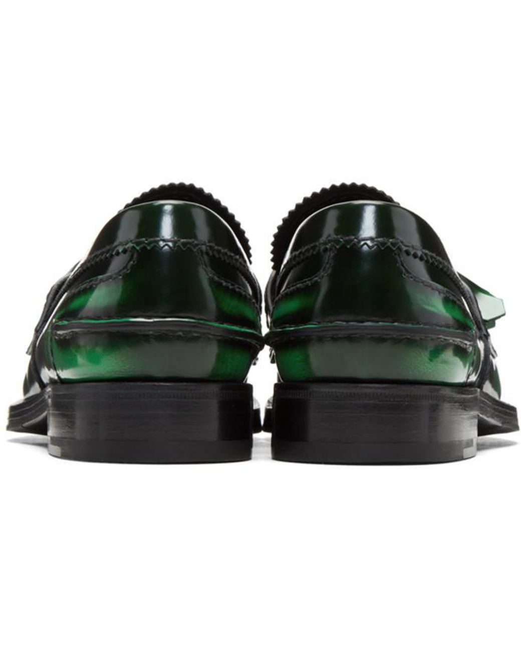 Prada Green Tassel Loafers | Lyst