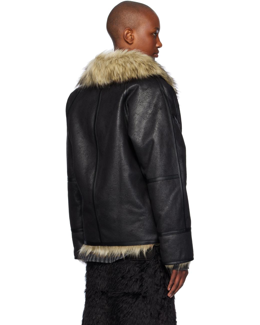 OPEN YY Reversible Faux-Fur Faux-Leather Jacket in Black | Lyst