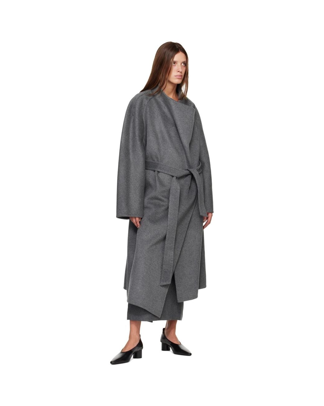 R2W Gray Melonia Wool Maxi Skirt