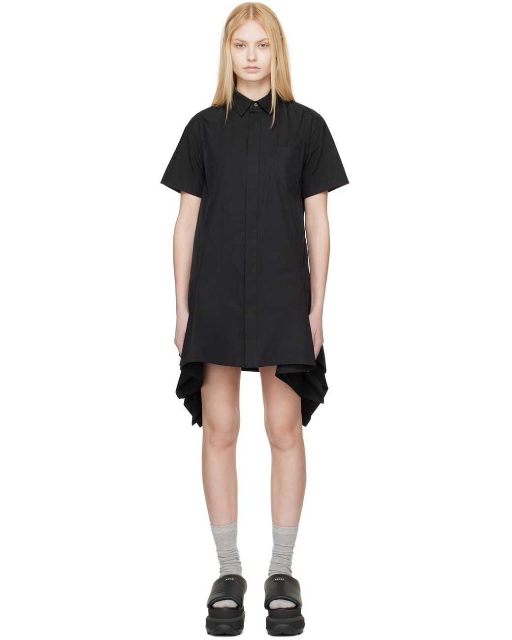 sacai Matelasse Twill Mix ミニドレス ブラック