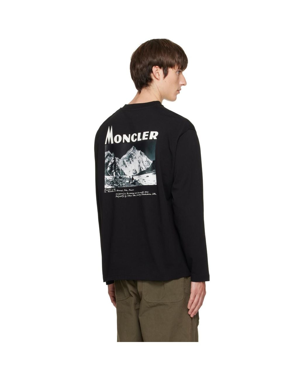 Moncler Black Re-Icon Cotton Jersey Long Sleeve T-Shirt for men