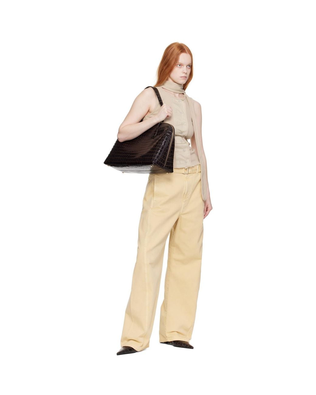 Totême Black Croco-Embossed Day Tote