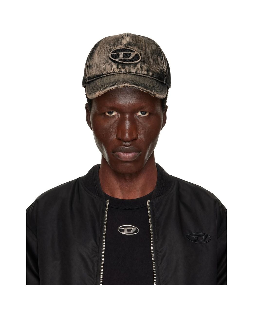 DIESEL Black Destroyed Denim Baseball Cap for men