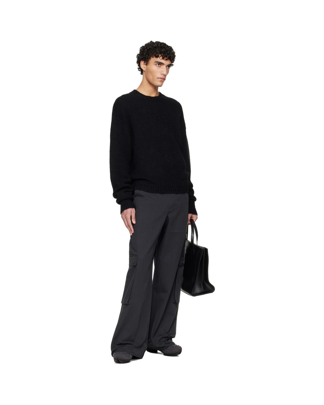 HELIOT EMIL Black Roan Alpaca Knit Sweater for men