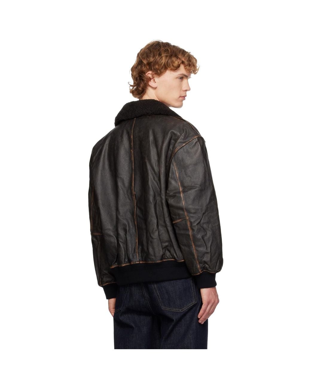 DUNST Black Detachable A-2 Leather Jacket for men